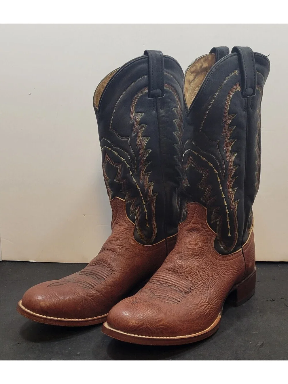 Dan Post Western Boots Mens 9.5 D Pull On Cowboy Brown Leather Round Toe DP4163